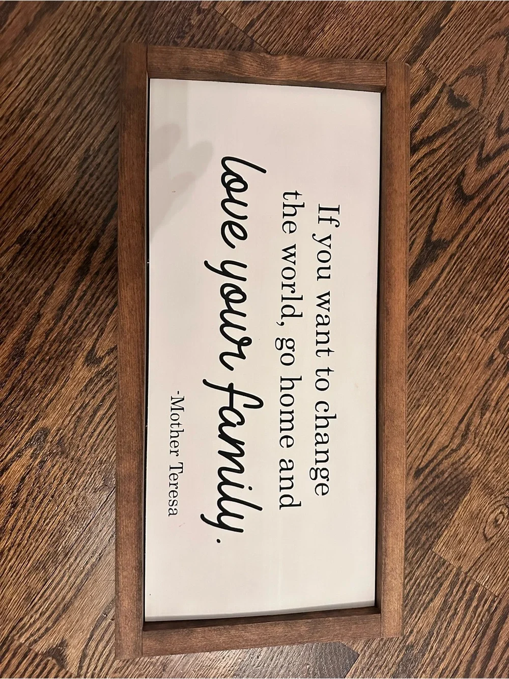 Framed 'Love Your Family' Wall Art in White and Brown